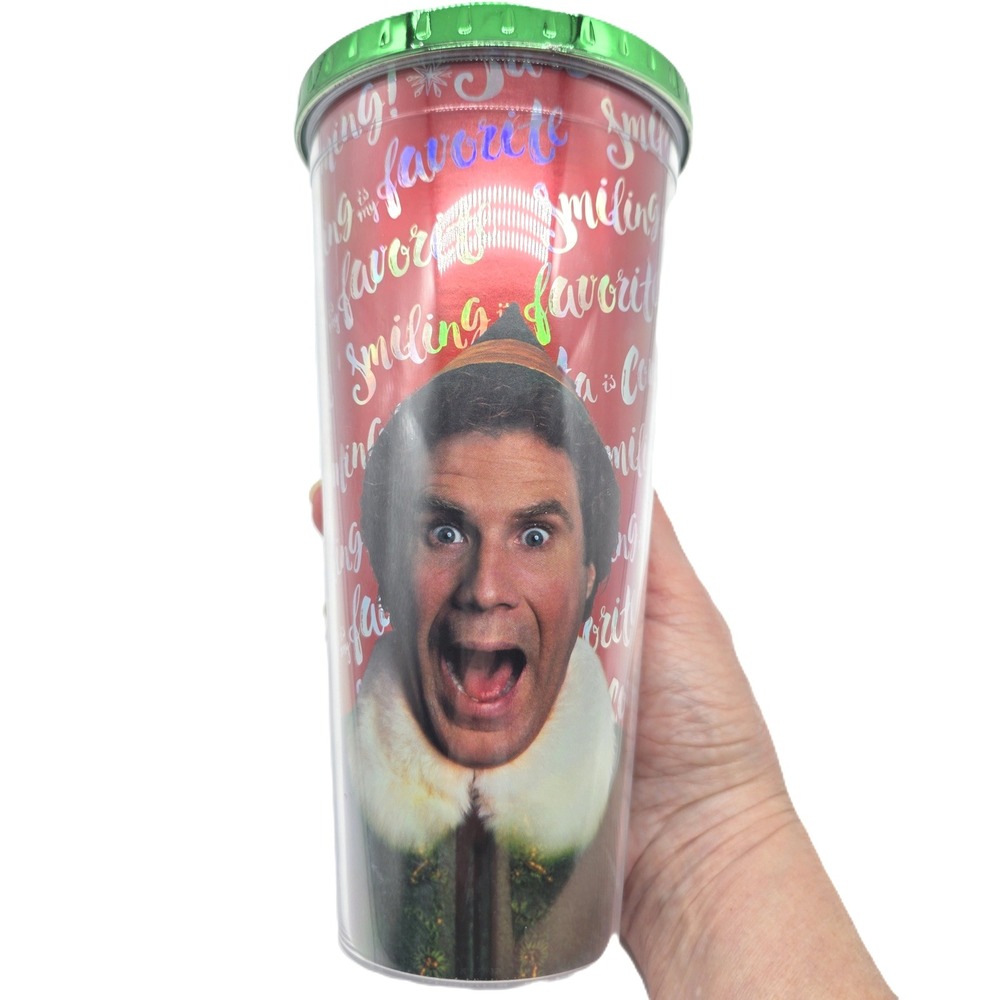 Buddy the Elf‎ Movie Favorite Smiling Insulated Tumbler Cup W/ Straw 20 oz NEW